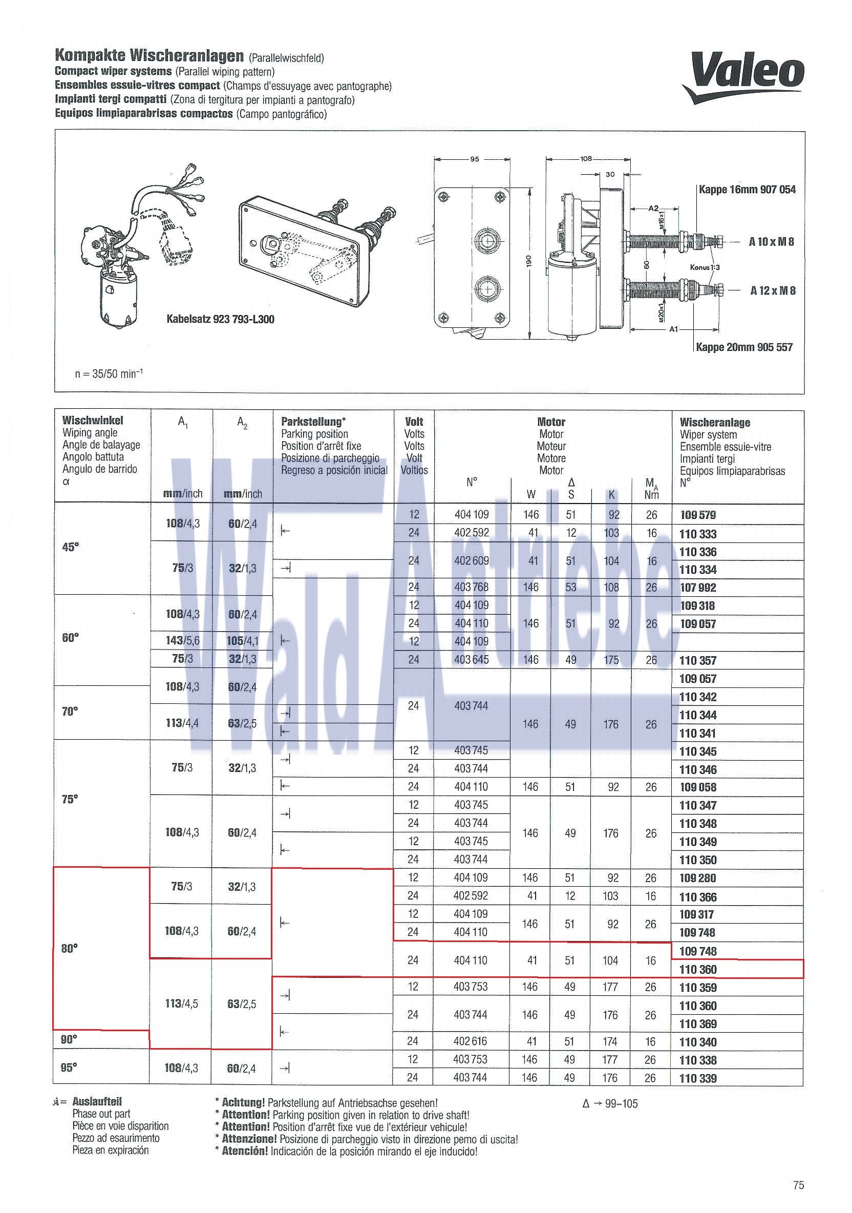 SWF 110360 Wiper system