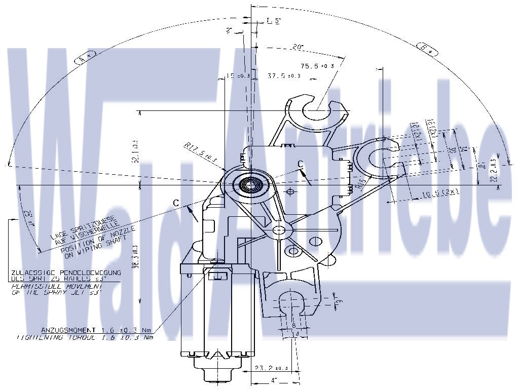 SWF 404791 Wiper motor, rear, VW Trapo T5 Bus
