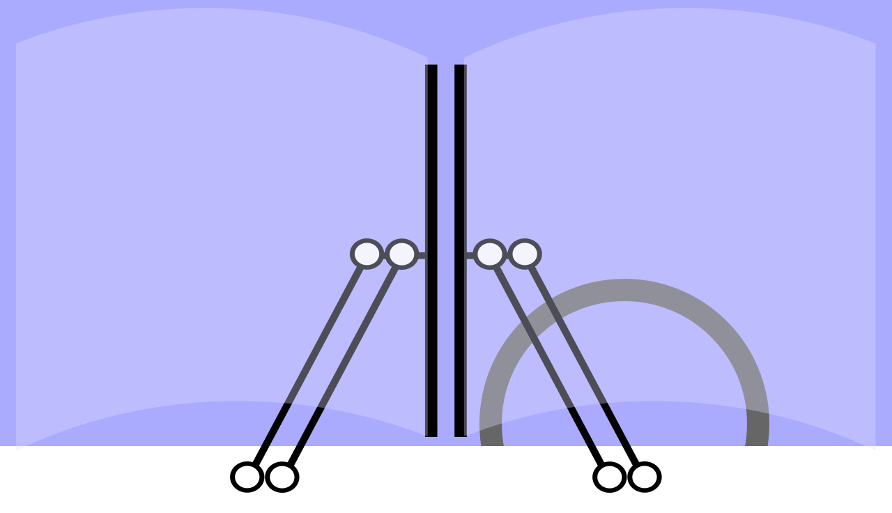 Schematische Darstellung von Scheibenwischer-Antriebsmechanismus mit Gelenkpunkten in Mittelstellung